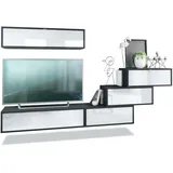 Vladon Wohnwand, Weiß Hochglanz, Holzwerkstoff, 275x180x37 cm, Wohnzimmer, Wohnwände, Wohnwand-Sets