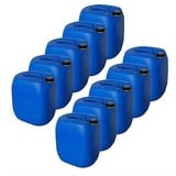 kanister-vertrieb® 10 Stück 30 L Kanister Wasserkanister Kunststoffkanister blau DIN61 + Etiketten