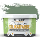 SEEBAUER diy Silikatfarbe Dunkelgrün 2,5L für Innen (No. 761 Nordic Wood) Atmungsaktive Mineralfarbe für Allergiker - Abwaschbare Wandfarbe - Grüntöne hohe Deckkraft