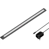 ledscom.de LED Unterbau-Leuchte SIRIS schwarz matt mit Netzteil, flach, 50cm, 655lm, weiß
