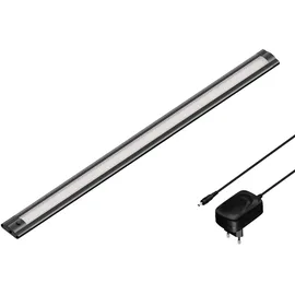 ledscom.de LED Unterbau-Leuchte SIRIS schwarz matt mit Netzteil, flach, 50cm, 655lm, weiß