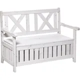 Outsunny Gartenbank, Weiß Holz, 61x85x115 cm - Weiß