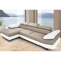 Ecksofa INOSIGN "Solution L-Form" Sofas Gr. B/H/T: 286cm x 73cm x 167cm, Kunstleder SOFTLUX-Kunstleder, ohne Bettfunktion, Recamiere links, weiß (altweiß/sand) wahlweise mit Bettfunktion