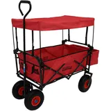 TRUTZHOLM® Bollerwagen faltbar mit Dach | 80 Liter | 4 PU-Räder | Platzsparend Faltbar | Falt-Bollerwagen Gartenwagen Transportwagen Handwagen Strandwagen Kinderbuggy Ausflug (PU-Reifen | mit Dach)