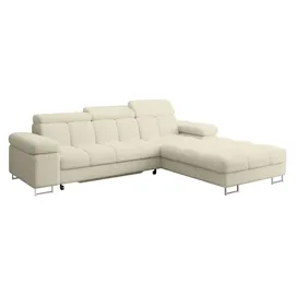 altdecor Ecksofa Cord mit Schlaffunktion 2-Sitzer Creme