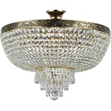 Licht-Erlebnisse Deckenleuchte Metall D: 50 cm in Gold antik E27 6-flammig rund Klassisch Kristall