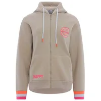 Zwillingsherz Sweatjacke, mit Kapuze, Backprint, Detailprint vorne beige