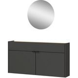 Germania Garderoben-Set Ameca, (Set, 2-St), Mehrzweckschrank und Spiegel, geringe Tiefe, ideal für schmale Flure grau