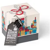 SURPRISA Geschenkbox Rätselbox persönliche Geschenkverpackung + Rätselspiel, Geburtstagsgeschenk für Frauen, Geschenkrätsel - farbig bunt 12.5 cm x 12.5 cm x 12.5 cm