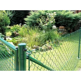 GAH Alberts Alberts Maschendrahtzaun, Höhe 150 cm, Länge 100 m, Zaun-Komplettset, mit Bodenhülse ohne Einbetonieren, grün, Maschenweite 60 x 60 mm | Grün