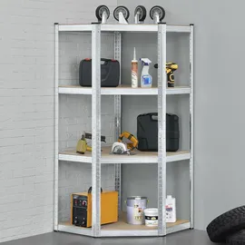 Juskys Eckregal Metall 160 x 75 x 40-75 cm Silber