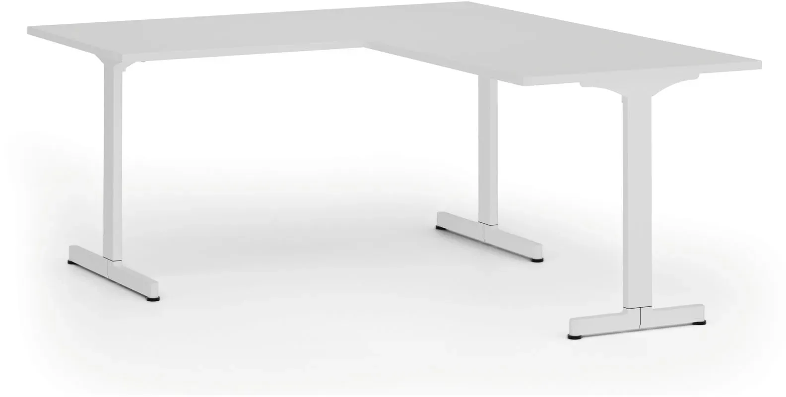 Bürotisch PRIMO BETA L, 160x180 cm, weißes Metallgestell, weiß