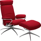 Stressless Stressless® Relaxsessel »Paris«, (Set, Relaxsessel mit Hocker), mit Hocker, High Back, mit Star Base, Gestell Chrom rot