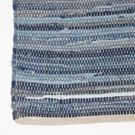 Homescapes FLICKENTEPPICH-LÄUFER aus Recycling-Denim 66/200 cm,