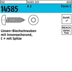 Schrauben, Linsenblechschraube ISO 14585 m.Innensechsrund 4,8 x 50 -C A 2 T25 (250 Schrauben pro Stück)