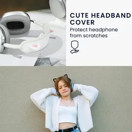 kwmobile Katzenohren Kopfband Abdeckung kompatibel mit Apple AirPods Max - Cat Ear Stirnband Polster - Kopfhörer Aufsatz in Weiß Pink