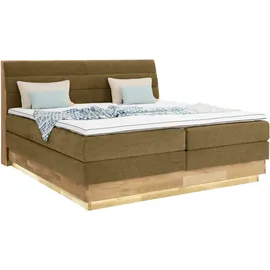 OTTO home Boxspringbett OTTO HOME "JENNA in verschiedenen Farben und Breiten erhältlich", braun (bronzo), B:204cm L:216cm, Komplettbetten, Boxspringbett, LED-Beleuchtung, mit zertifizierten, recycelten Bezugsstoffen