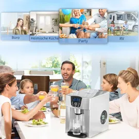 Homcom Eiswürfelmaschine, Ice Maker 9 Eiswürfel in 6-10 Min., 12kg/24h, mit 2L Wassertank, Eiswürfelbereiter mit Selbstreinigungsfunktion, Silber - Silber