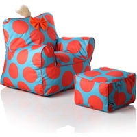 Sweety Toys 12145 Kindersessel Set mit Hocker türkis mit orangen Punkten-indoor/outdoor-waterproof
