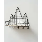 Wandregal Aus Metall Und Holz, Briefablage, Schlüsselhalter, Aufbewahrungskorb – 5 Haken