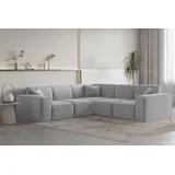 Fun Möbel Ecksofa Designersofa CELES PREMIUM Stoff Opera Velvet Hellgrau Seite Universal