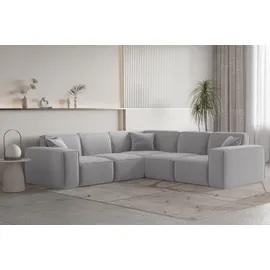 Fun Möbel Ecksofa Designersofa CELES PREMIUM Stoff Opera Velvet Hellgrau Seite Universal