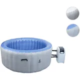 Mendler Whirlpool HWC-N97, 4 Personen, In-/Outdoor heizbar aufblasbar Pumpe PVC laminiert, rund Ø 180cm ~ grau-blau