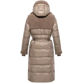 Navahoo Damen Langer Materialmix-Wintermantel warmer Plüschmantel aus angesagtem Materialmix und herausnehmbarem Einsatz mit Kapuze Kuscheltraum 14 Taupe Grey Gr. XL (42), beige Obermaterial 1: 100% Polyester. Obermaterial 2: 100% Nylon.