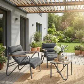 ML-Design Gartenmöbel Set 3-tlg. Anthrazit-Grau