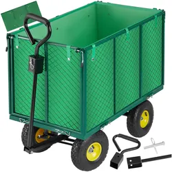 tectake® Bollerwagen, mit klappbaren Seitenwänden, leichtgängige Lenkachse mit gepolstertem Griff, Belastbarkeit 544 kg
