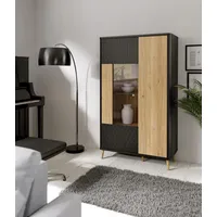 Forte Highboard »Fixsmile«, moderes Highboard, Glastüre, Softclose, Strukturfront, schwarz