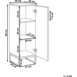 Beliani Badezimmerschrank Miscanti 30 x 90 cm Braun/Bronze