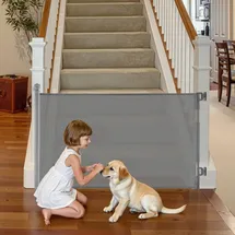 Vevor einziehbares Babygitter Hundegitter ausziehbar, Treppenschutzgitter mit Sicherheitsschloss, Schutzgitter aus Netzgewebe für Treppen Flure drinnen/draußen