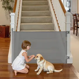 Vevor einziehbares Babygitter Hundegitter ausziehbar, Treppenschutzgitter mit Sicherheitsschloss, Schutzgitter aus Netzgewebe für Treppen Flure drinnen/draußen