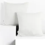DecoKing 2 Kissenbezüge 80x80 cm Jersey 100% gekämmte Baumwolle Reißverschluss weiß Amber