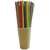Trinkhalme Papier mit Löffel Einweg-Strohhalme farbig bunt "Löffelhalm" - 24 cm (200 Stück)