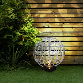 GLOBO Solarleuchte Metall 30x10x41 cm 2x LED warmweiß silber antik