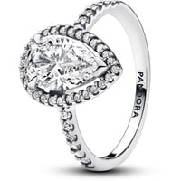 PANDORA Timeless Funkelnder Birnen-Kranz Ring aus Sterling Silber mit Cubic Zirkoniastein verziert, Größe: 52, 193012C01-52