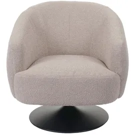 Mendler Lounge-Sessel MCW-J76 Bouclé 75 x 78 x 83 cm Creme-beige drehbar mit Kissen