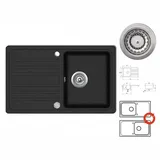 vidaXL Granitspüle mit Abtropffläche Reversibel Schwarz