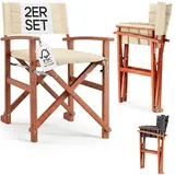 Casaria® Premium Regiestuhl 2er Set aus FSC®-zertifiziertem Eukalyptusholz - Gepolsterte Klappstühle mit Armlehnen, waschbarem Bezug & extra Sitzkomfort, bis 160 kg belastbar