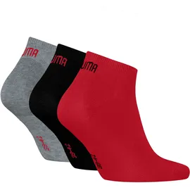 Puma Sneakersocken 3er Pack Rot/Grau/Schwarz 35-38