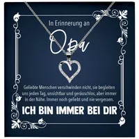 22Feels Schmuckset In Erinnerung An Opa Trauer Andenken Kondolenz Geschenk Halskette (inkl. Geschenktasche, Karte(n), Poliertuch, Beutel), Echt-Silber 925/000, Karte Made In Germany silberfarben