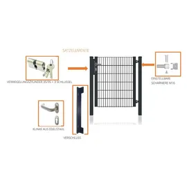 fa-bausysteme Gartentor für Doppelstabmattenzäune Halb-Rahmen Anthrazit 132 cm x 200 cm