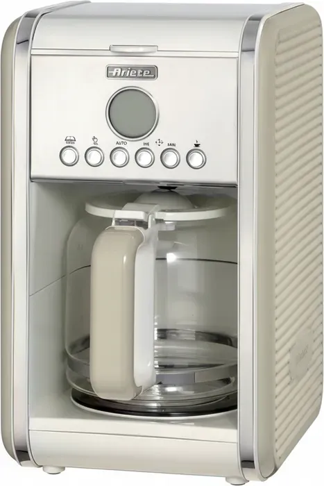 Ariete Filterkaffeemaschine 1342, Glaskanne, Bis 12 Tassen, 24h Timer, Automatische Abschaltung, 2000 W, Creme