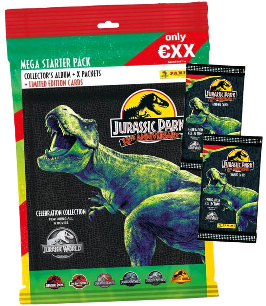 Panini Jurassic Park Karten - 30TH Anniversary Trading Cards (2023) - 1 Starter + 2 Booster Sammelkarten