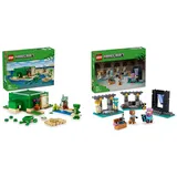 LEGO Minecraft Das Schildkrötenstrandhaus, Spielzeug-Haus mit Zubehör & Minecraft Die Waffenkammer, Gaming-Set mit Heldenfiguren