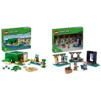 LEGO Minecraft Das Schildkrötenstrandhaus, Spielzeug-Haus mit Zubehör & Minecraft Die Waffenkammer, Gaming-Set mit Heldenfiguren