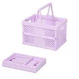 Ueiwffzo Klappbox,klappkiste mit Handle,Tragbar Aufbewahrungskiste,klappboxen faltbar Picknickkorb für Küche,Bad, Büro,Schlafzimmer,Klassenzimmer,Schrank,Schublade (Lila)