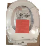 Wenko Toilettensitz Varoni, WC-Sitz mit Absenkautomatik, Schnellbefestigung, aus antibakteriellem, stabilem Duroplast, Weiß, Duroplast weiß, Edelstahl